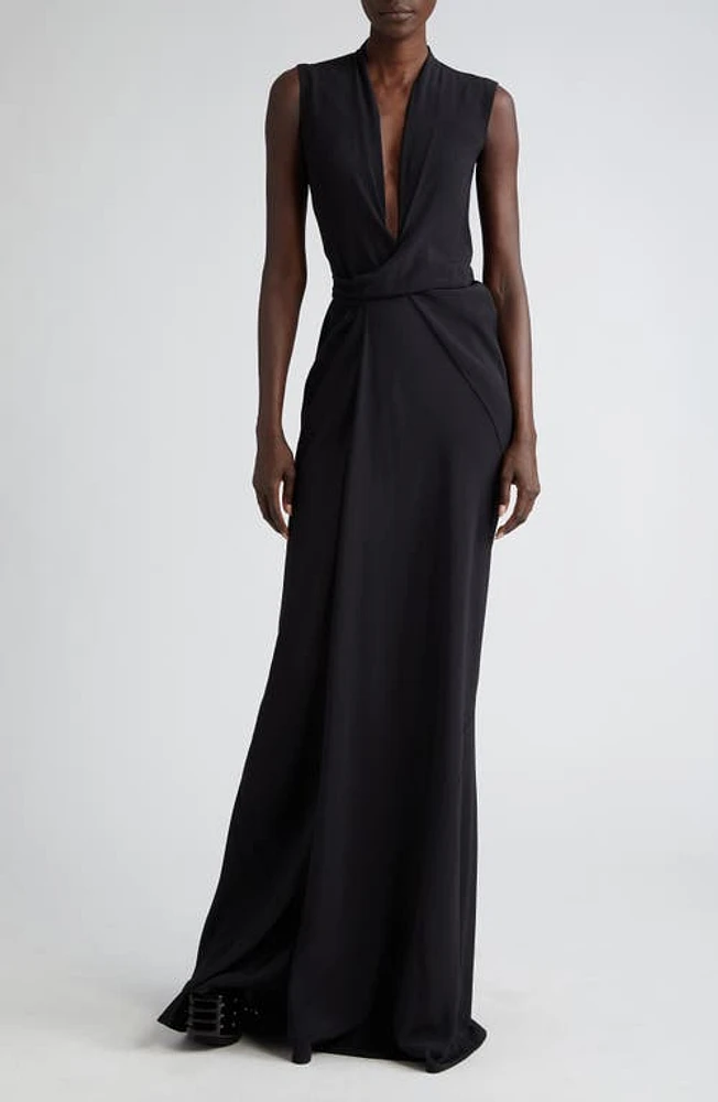 Rick Owens Sleeveless Wrap Gown Black at Nordstrom, Us