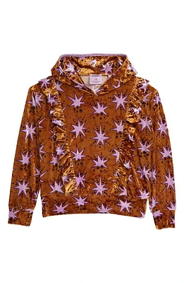 Scotch R'Belle Kids' Star Print Velour Hoodie in Gold at Nordstrom, Size 14Y