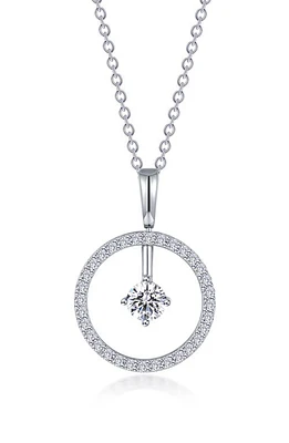 Lafonn Simulated Diamond Lab-Created Birthstone Reversible Pendant Necklace in White/April at Nordstrom, Size 20