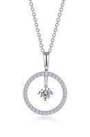 Lafonn Simulated Diamond Lab-Created Birthstone Reversible Pendant Necklace in White/April at Nordstrom, Size 20