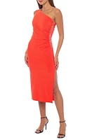 Marina Beaded & Ruched One-Shoulder Midi Cocktail Dress at Nordstrom,