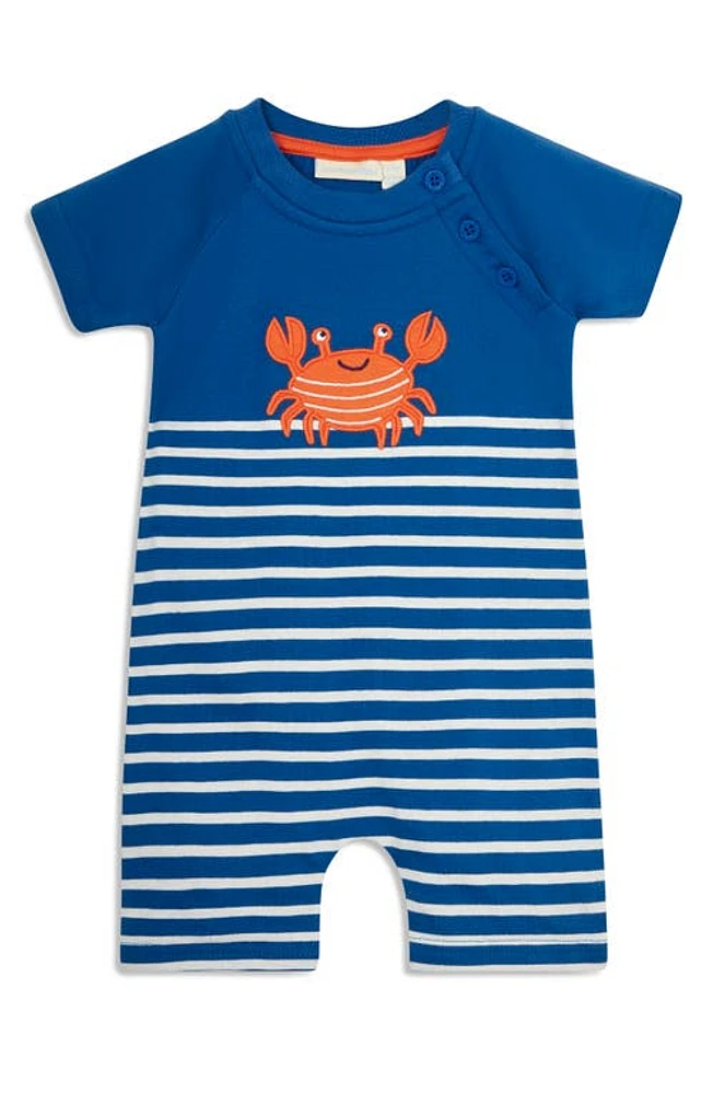 JOJO MAMAN BEBE Crab Appliqué Romper Denim at Nordstrom,