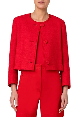 Akris punto Tweed & Denim Crop Jacket Red at Nordstrom,