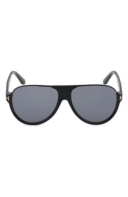 TOM FORD Dimitry 59mm Polarized Aviator Sunglasses in Shiny Black /Smoke at Nordstrom