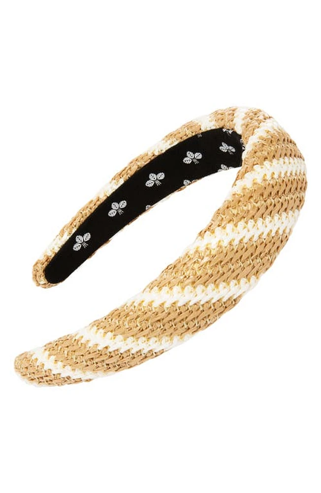 L. Erickson Brynn Stripe Woven Headband in Straw/Ivory at Nordstrom