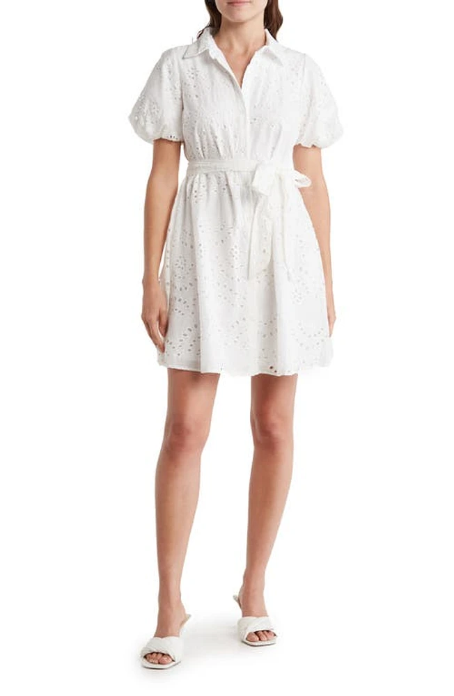 Sam Edelman High Neck Embroidered Dress White at Nordstrom,