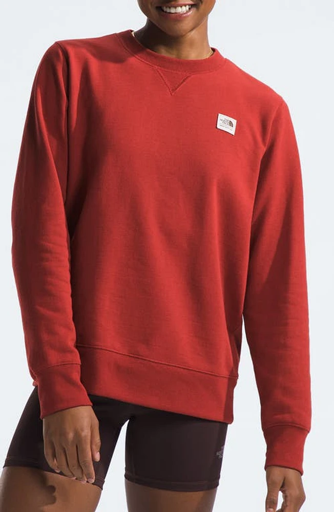 The North Face Heritage Patch Crewneck Sweatshirt Iron Red at Nordstrom,