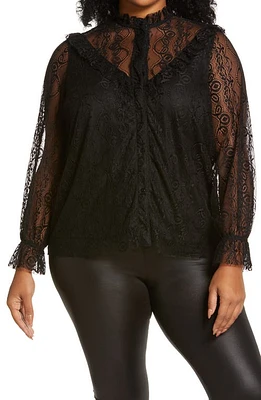 VERO MODA CURVE Cora Long Sleeve Shirt in Black at Nordstrom, Size 2X