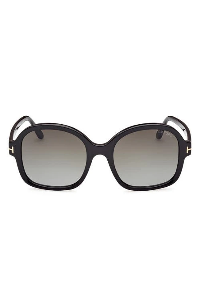 TOM FORD Hanley 57mm Gradient Butterfly Sunglasses in Shiny Black /Gradient Smoke at Nordstrom