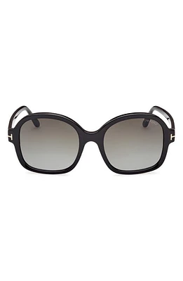 TOM FORD Hanley 57mm Gradient Butterfly Sunglasses in Shiny Black /Gradient Smoke at Nordstrom