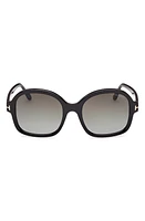 TOM FORD Hanley 57mm Gradient Butterfly Sunglasses in Shiny Black /Gradient Smoke at Nordstrom