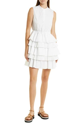 JASON WU Sleeveless Tiered Cotton Blend Minidress White at Nordstrom,