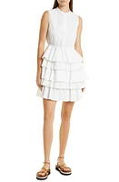 JASON WU Sleeveless Tiered Cotton Blend Minidress White at Nordstrom,