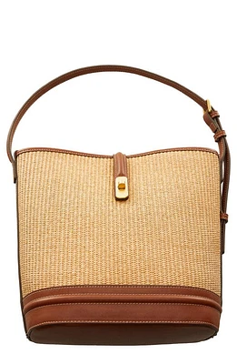 MANGO Raffia Bucket Bag in Leather at Nordstrom