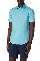 Bugatchi Miles OoohCotton Pinstripe Short Sleeve Button-Up Shirt at Nordstrom,