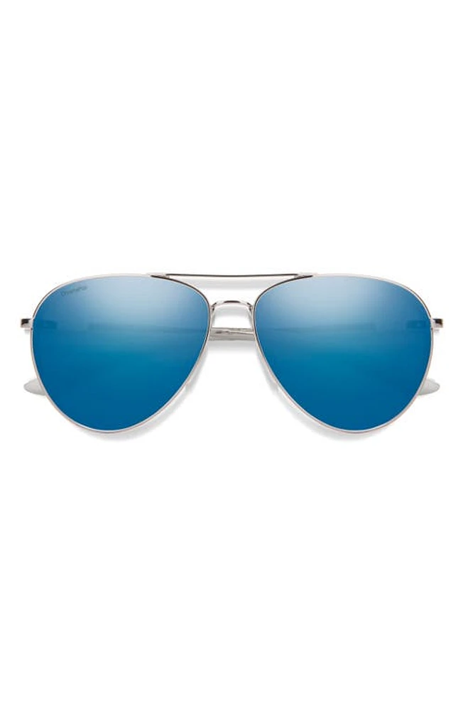 Smith Layback 60mm ChromaPop Polarized Aviator Sunglasses in Silver /Blue Mirror at Nordstrom