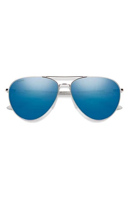 Smith Layback 60mm ChromaPop Polarized Aviator Sunglasses in Silver /Blue Mirror at Nordstrom