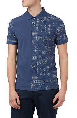 Ben Sherman Geo Bandana Print Piqué Polo Blue Denim at Nordstrom,