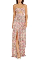 Dress the Population Angelique Floral Cutout Metallic Strapless Maxi Multi at Nordstrom,