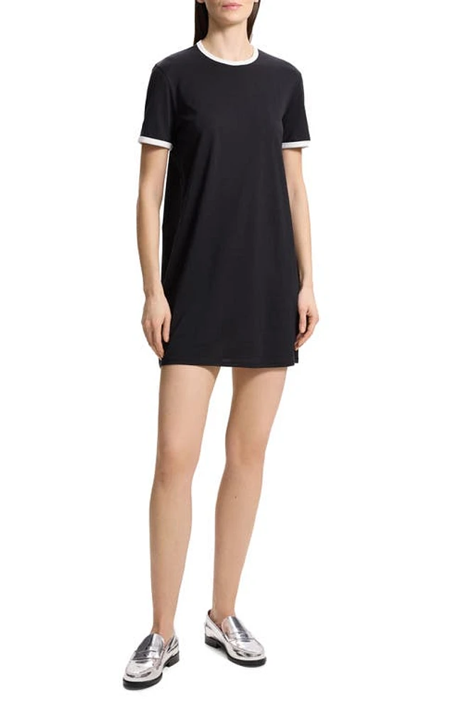 Theory Apex Ringer Organic Cotton Mini T-Shirt Dress Black/White at Nordstrom,