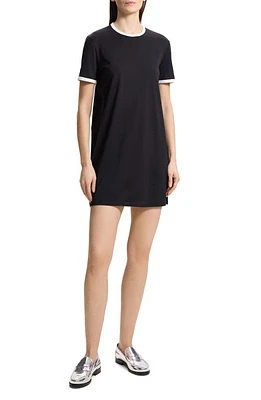 Theory Apex Ringer Organic Cotton Mini T-Shirt Dress Black/White at Nordstrom,