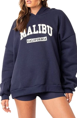 EDIKTED Malibu Pullover Hoodie Navy at Nordstrom,