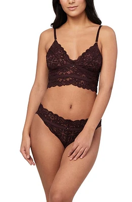 Fleur'T Lace Longline Bralette & Brazilian Panties Set in Cocoa/Pecan at Nordstrom, Size X-Large