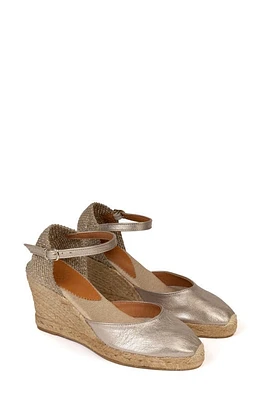 Penelope Chilvers Metallic Espadrille Wedge Pewter at Nordstrom,