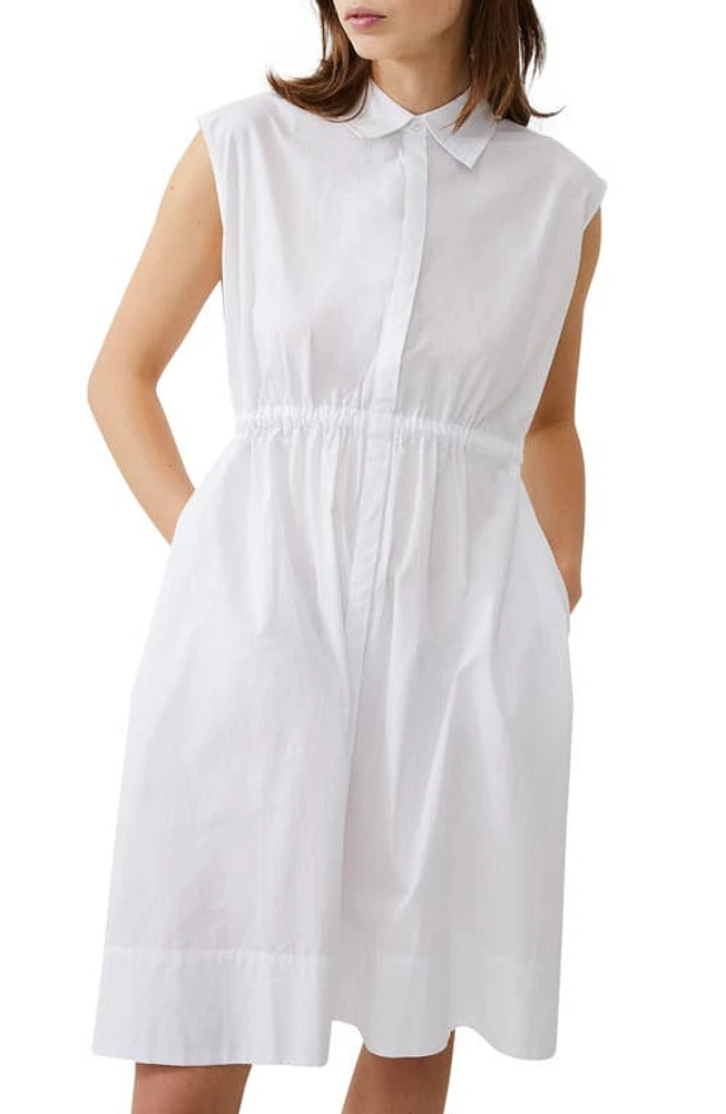 French Connection Rhodes Sleeveless Cotton Poplin Shirtdress in Linen White at Nordstrom, Size Small