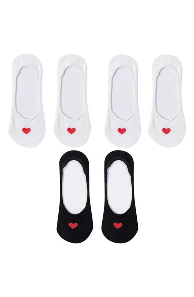 HIGH HEEL JUNGLE Assorted 3-Pack Secret Heart No Show Socks in Black White at Nordstrom