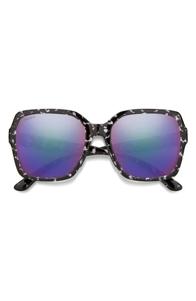 Smith Flare 57mm ChromaPop Polarized Round Sunglasses in Black Marble /Violet Mirror at Nordstrom