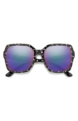 Smith Flare 57mm ChromaPop Polarized Round Sunglasses in Black Marble /Violet Mirror at Nordstrom