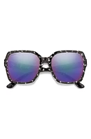 Smith Flare 57mm ChromaPop Polarized Round Sunglasses in Black Marble /Violet Mirror at Nordstrom