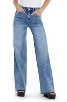 Wash Lab Denim Mamie High Waist Flare Jeans Relaxed Blue at Nordstrom,