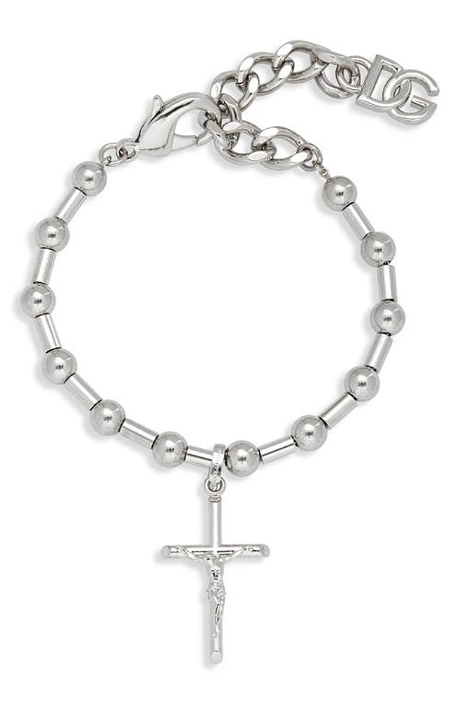 Dolce & Gabbana Cross Bead Bracelet in Argento/Palladio at Nordstrom