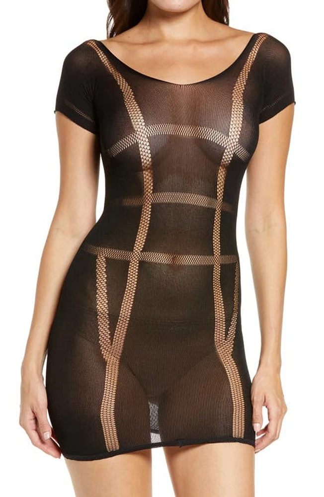 Hauty Hosiery Mesh Chemise in Black at Nordstrom