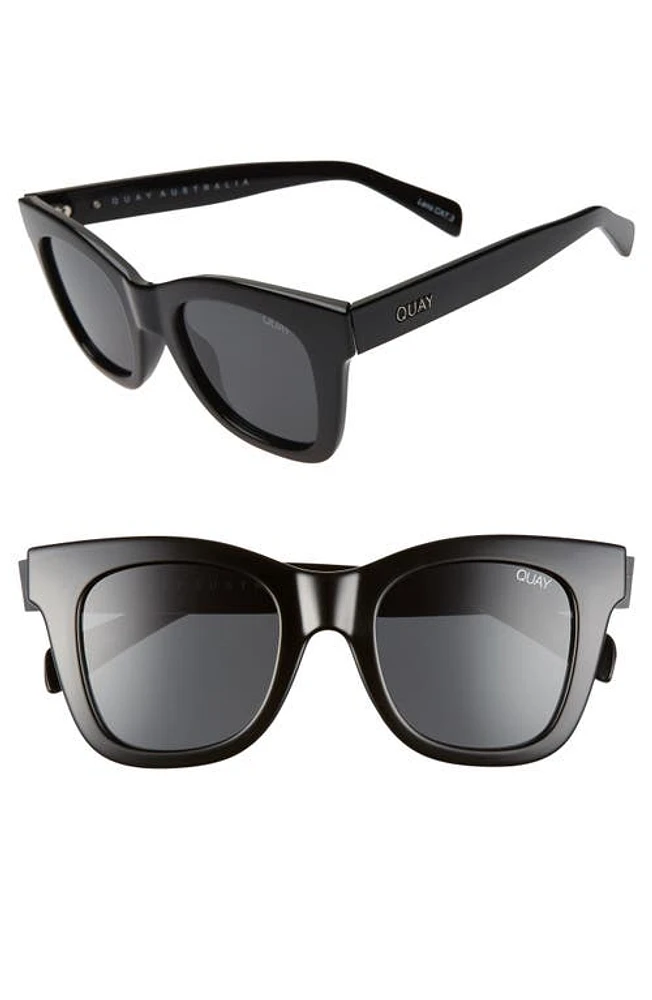 Quay Australia After Hours 45mm Polarized Square Sunglasses in Shiny Black/Smoke at Nordstrom