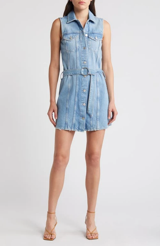 Rails Wilshire Distressed Belted Sleeveless Denim Shirtdress Blue Dream at Nordstrom,