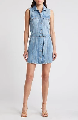 Rails Wilshire Distressed Belted Sleeveless Denim Shirtdress Blue Dream at Nordstrom,