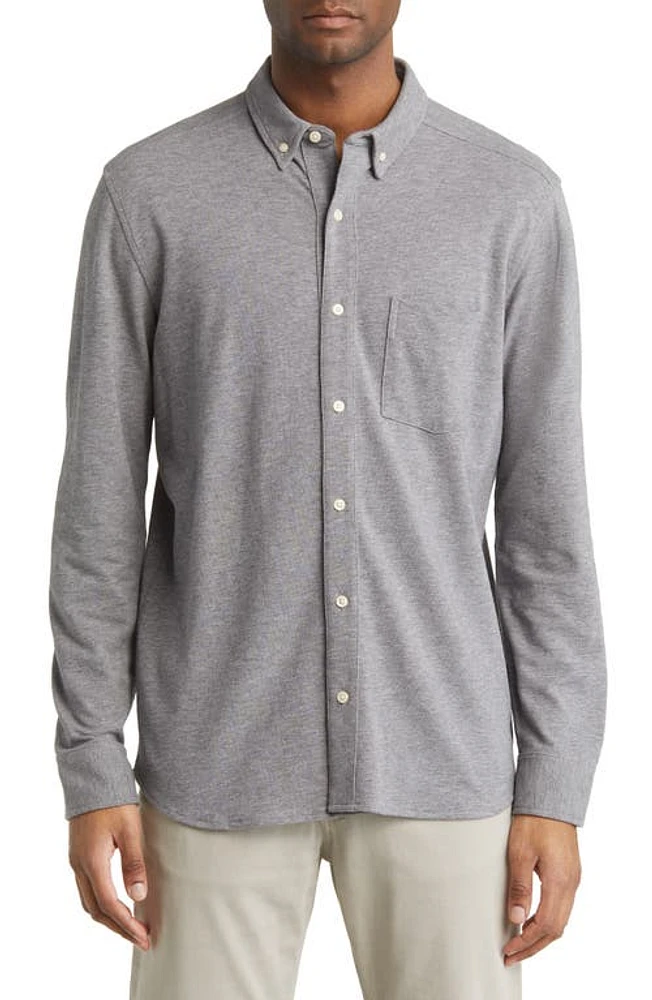 Johnston & Murphy XC Flex Birdseye Cotton Button-Down Shirt Light Gray at Nordstrom,