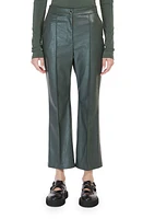 Max Mara Leisure Queva Croc Embossed Crop Faux Leather Pants Dark Green at Nordstrom,