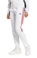 adidas Tiro 3-Stripes Recycled Polyester Track Pants White/navy Blue/scarlet at Nordstrom