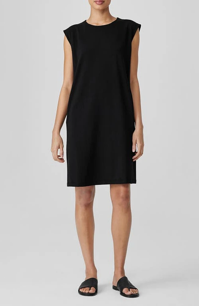 Eileen Fisher Sleeveless Organic Stretch Cotton Jersey Dress Black at Nordstrom,