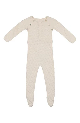 Manière Diamond Stitch Cotton Footie in Ivory at Nordstrom, Size 9M