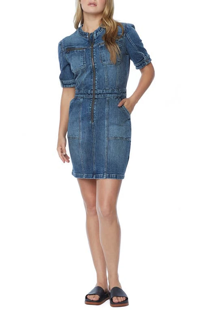 Wash Lab Denim Race Puff Sleeve Denim Sheath Dress in City Blue at Nordstrom, Size Large