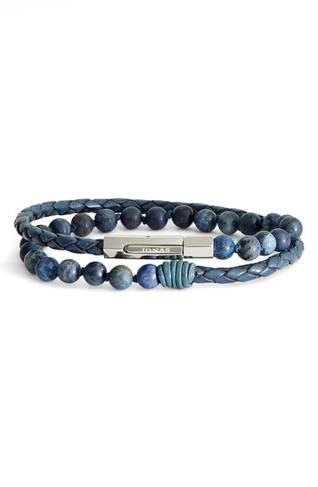 Jonas Studio Hand Knotted Dumortierite & Leather Bracelet in Blue at Nordstrom