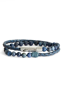 Jonas Studio Hand Knotted Dumortierite & Leather Bracelet in Blue at Nordstrom