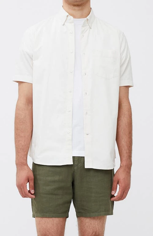 French Connection Short Sleeve Oxford Button-Up Shirt White at Nordstrom,