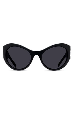 Givenchy 4G 63mm Oversize Cat Eye Sunglasses in Shiny Black /Smoke at Nordstrom