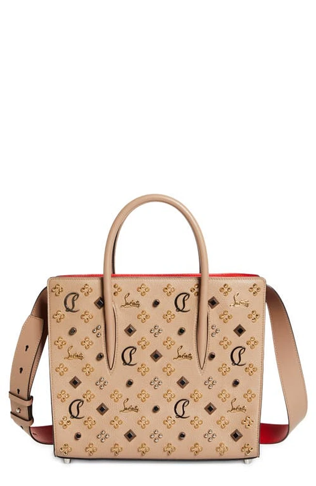 Christian Louboutin Medium Paloma Studded Leather Satchel in Roca/Multi at Nordstrom